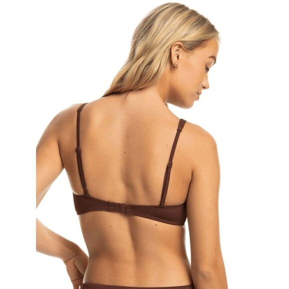 Roxy Chocolate Brown Ribbed Love The Oceana Bikini Top Med NWT - Picture 8 of 8